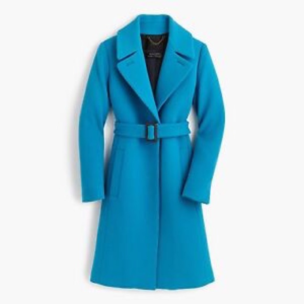 NWT J.Crew Double-cloth Belted Trench Coat Turquoise Blue